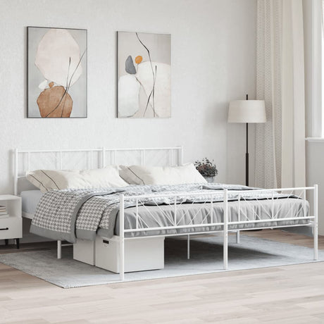 Metal Bed Frame Without Mattress With Footboard 150X200Cm