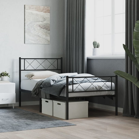 Metal Bed Frame Without Mattress With Footboard 80X200Cm