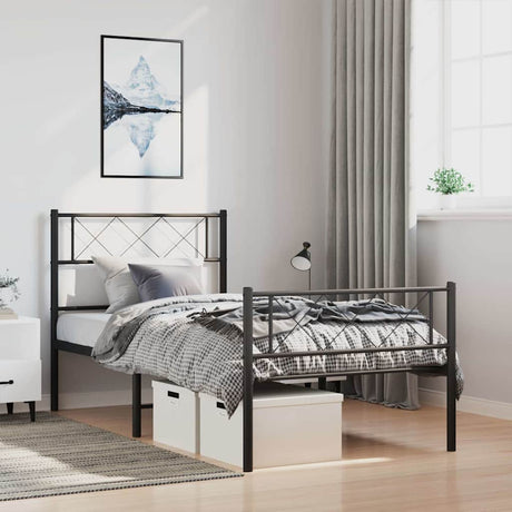 Metal Bed Frame Without Mattress With Footboard 80X200Cm