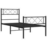 Metal Bed Frame without Mattress with Footboard Black 107x203cm