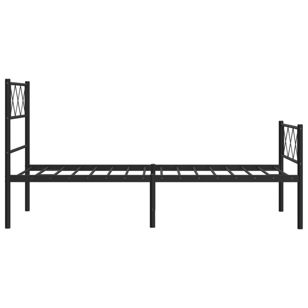 Metal Bed Frame without Mattress with Footboard Black 107x203cm