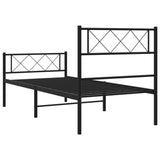 Metal Bed Frame without Mattress with Footboard Black 107x203cm