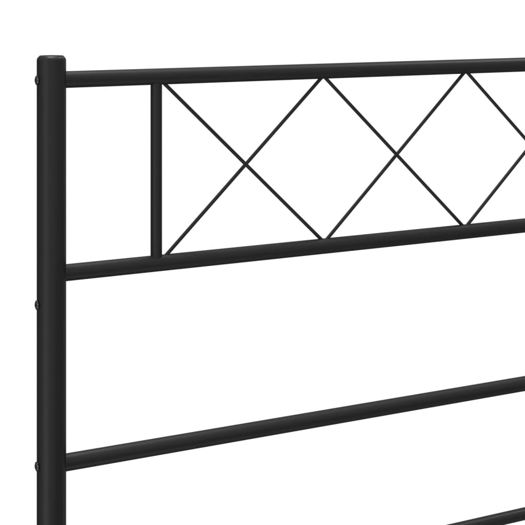Metal Bed Frame without Mattress with Footboard Black 107x203cm