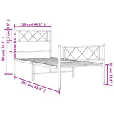 Metal Bed Frame without Mattress with Footboard Black 107x203cm