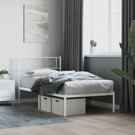 Metal Bed Frame Without Mattress With Footboard 80X200Cm