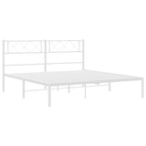 Metal Bed Frame without Mattress with Headboard White 135x190cm