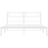 Metal Bed Frame without Mattress with Headboard White 135x190cm