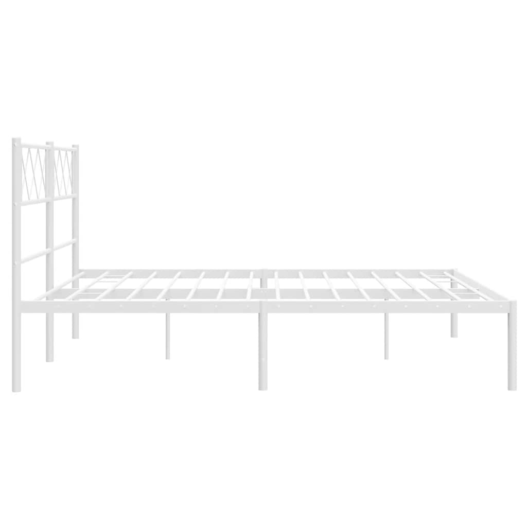 Metal Bed Frame without Mattress with Headboard White 135x190cm