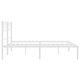 Metal Bed Frame without Mattress with Headboard White 135x190cm