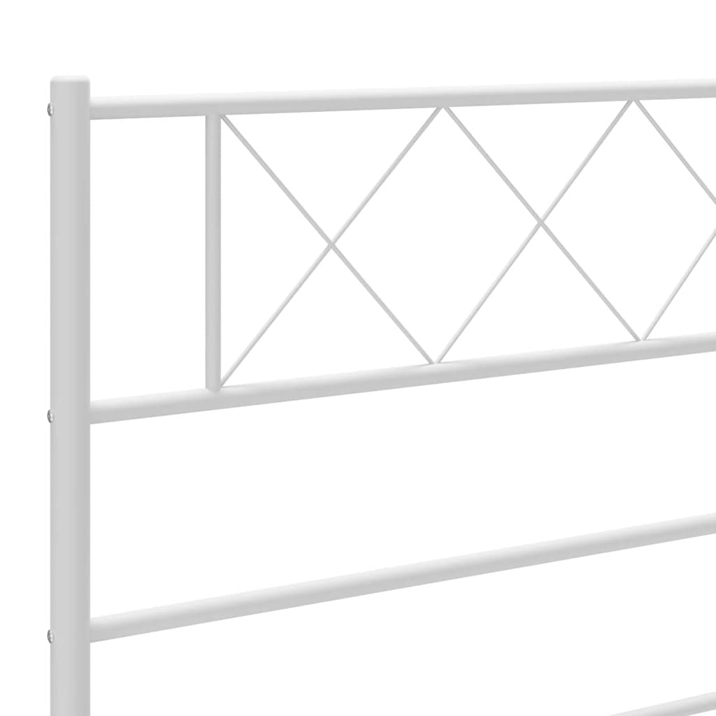 Metal Bed Frame without Mattress with Headboard White 135x190cm