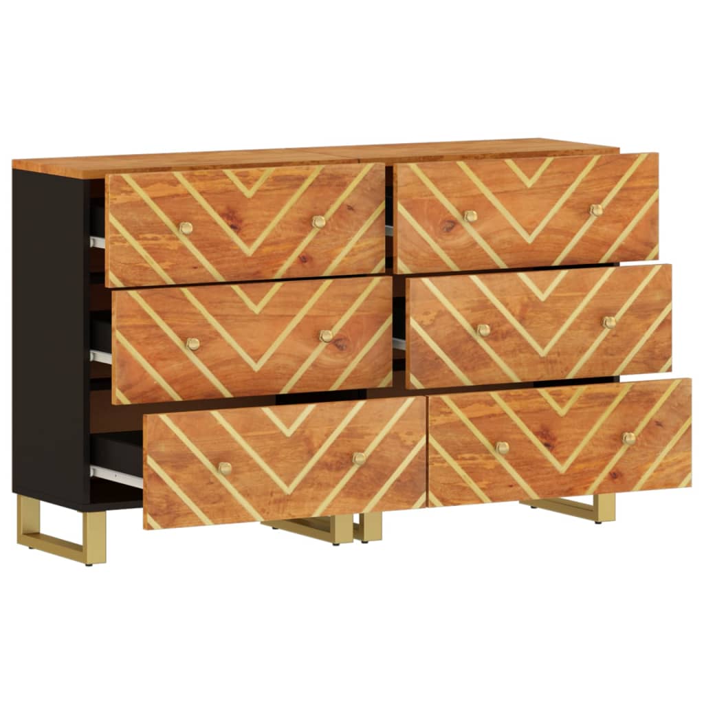 Side Cabinets 2 Pcs Brown And Black 60X33.5X75 Cm Solid Wood Mango