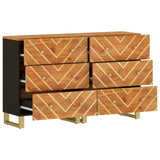 Side Cabinets 2 Pcs Brown And Black 60X33.5X75 Cm Solid Wood Mango
