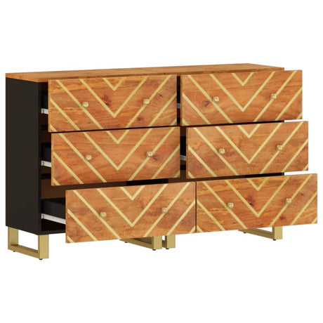 Side Cabinets 2 Pcs Brown And Black 60X33.5X75 Cm Solid Wood Mango