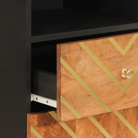 3 Piece Bathroom Cabinet Set Brown And Black Solid Wood Mango