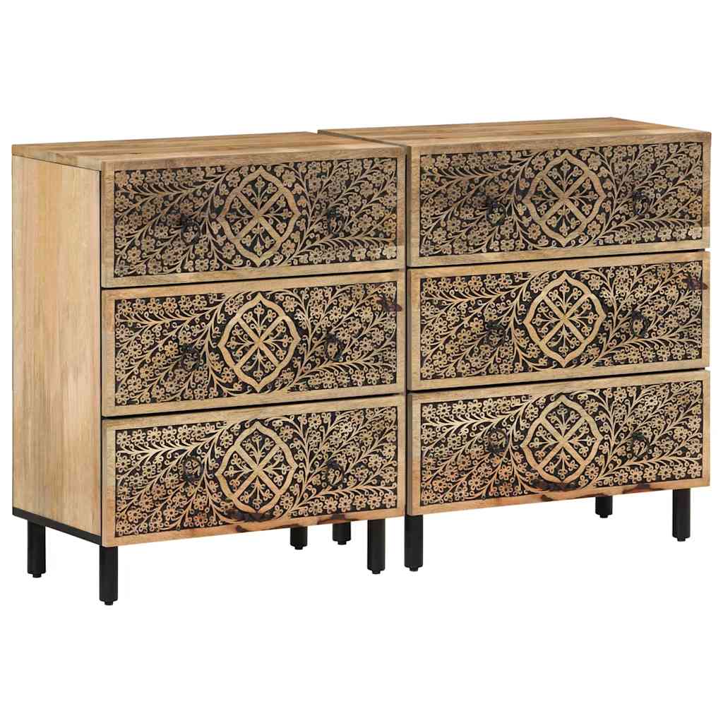 Side Cabinets 2 Pcs 60X33X75 Cm Solid Wood Mango
