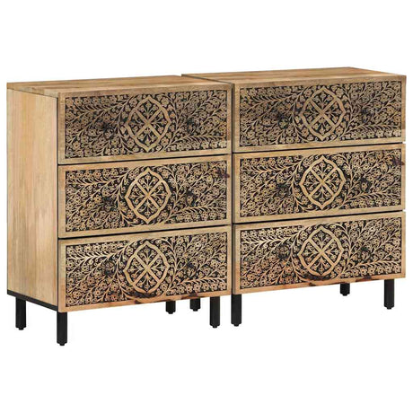 Side Cabinets 2 Pcs 60X33X75 Cm Solid Wood Mango