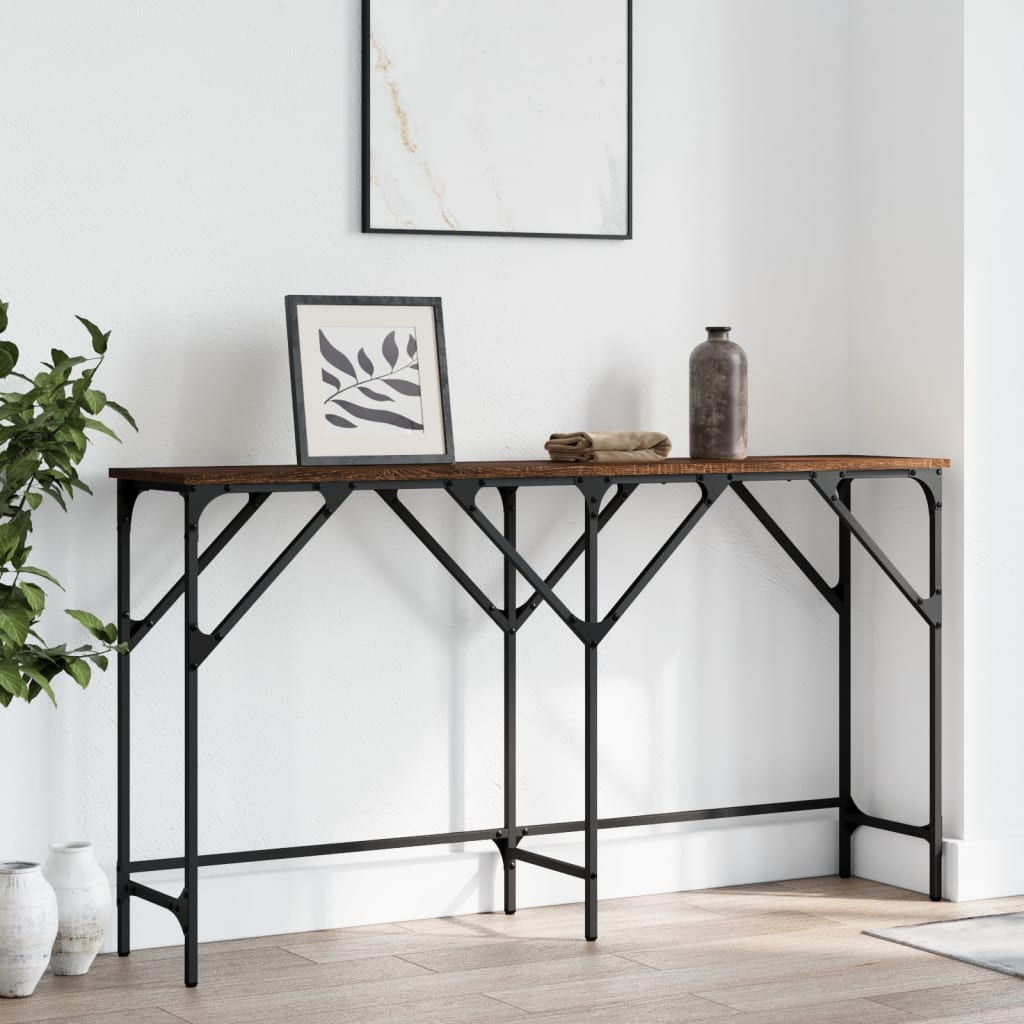 Console Table Brown Oak 140x29x75 cm Engineered Wood