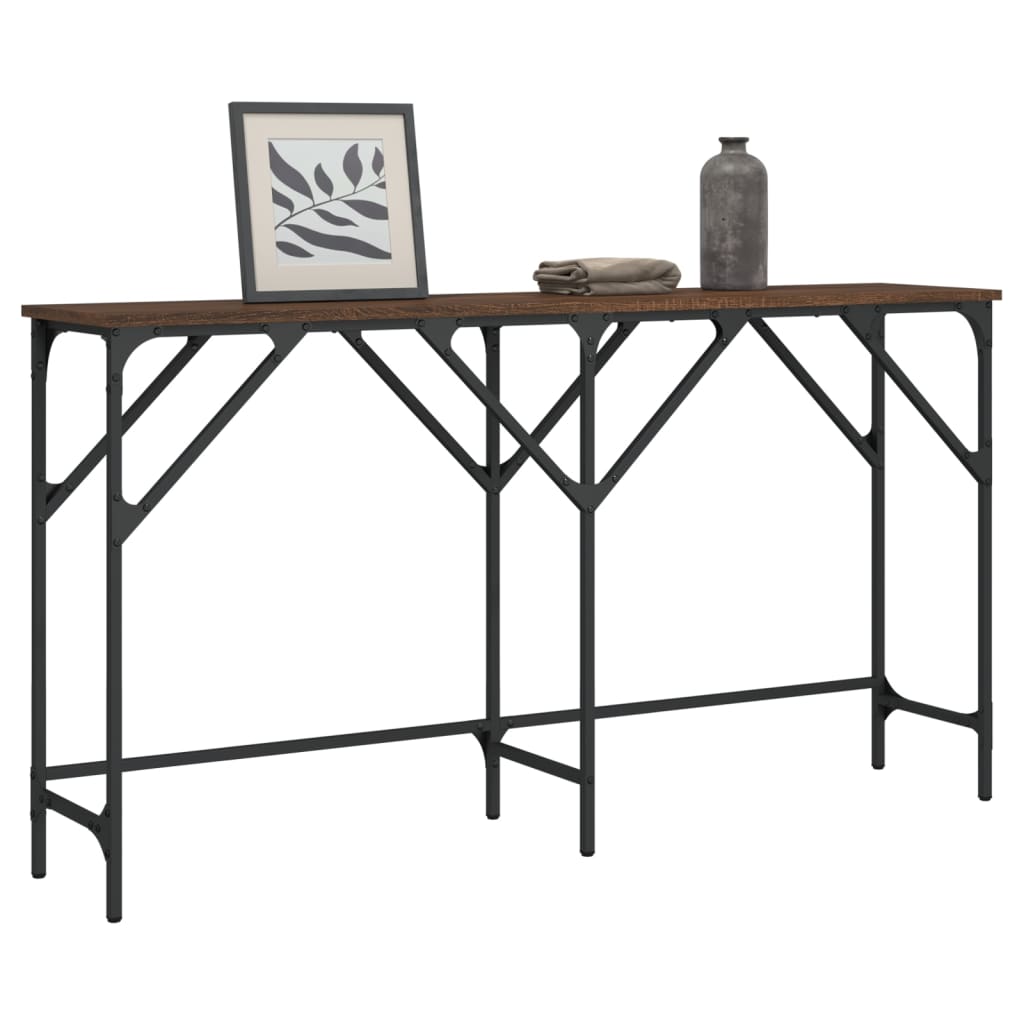 Console Table Brown Oak 140x29x75 cm Engineered Wood