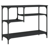 Console Table with Shelves Black 100x35x75 cm