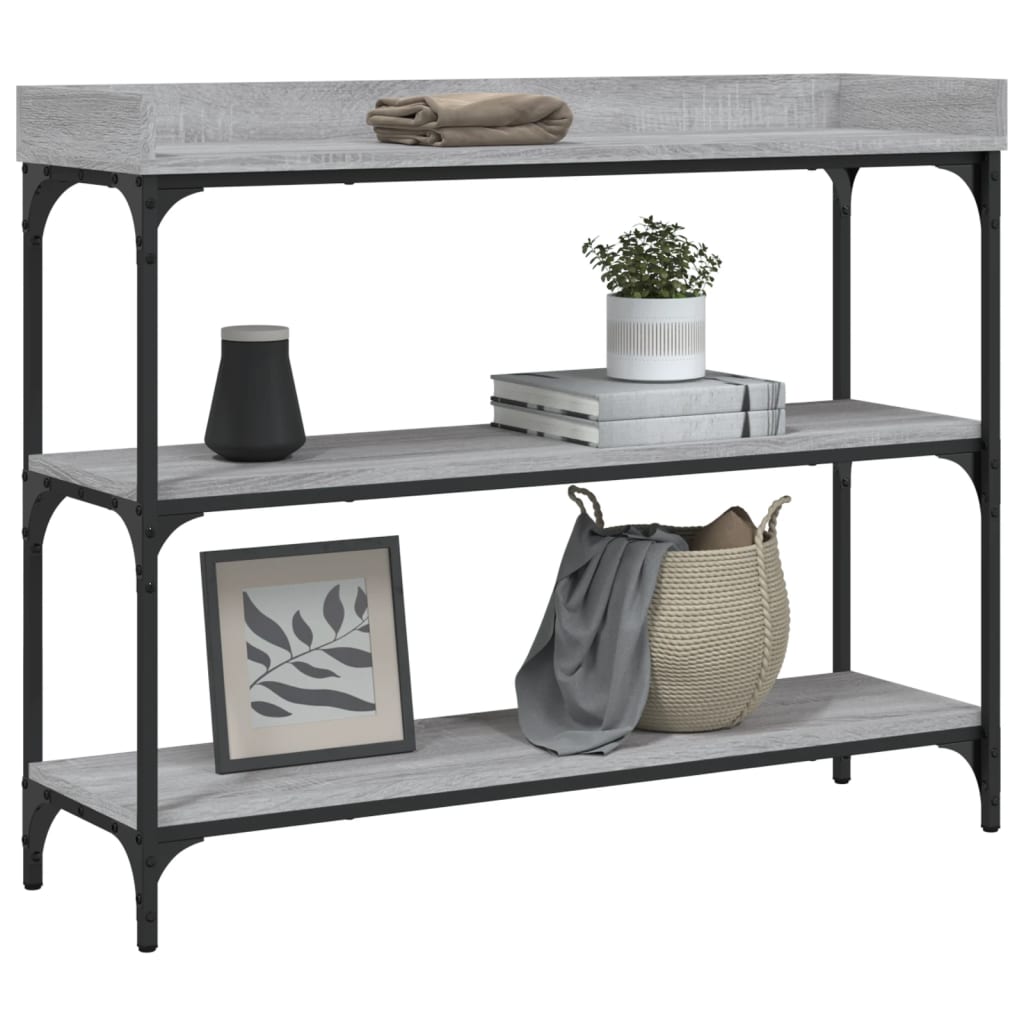 Console Table with Shelves Grey Sonoma 100x30x80 cm
