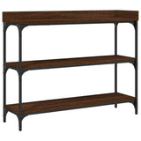 Console Table with Shelves Brown Oak 100x30x80 cm