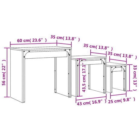 Nesting Coffee Tables 3 Pcs Engineered Wood