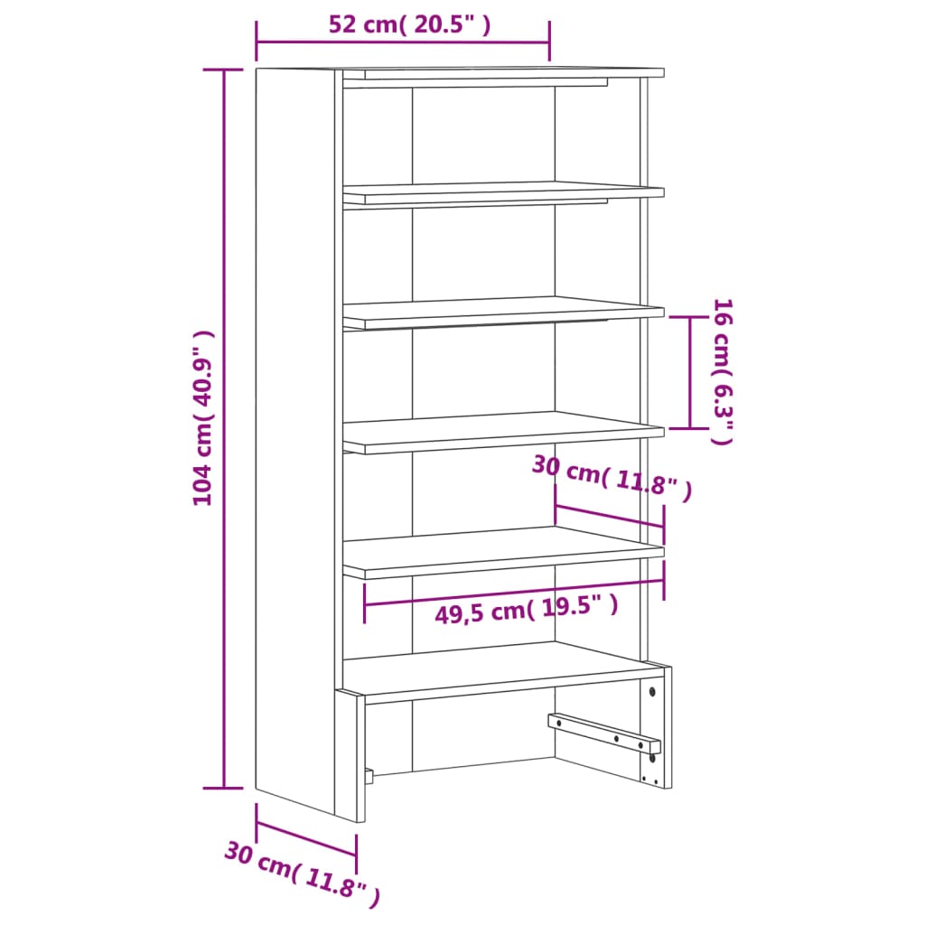Shoe Cabinet Wax 52X30X104 Cm Solid Wood Pine