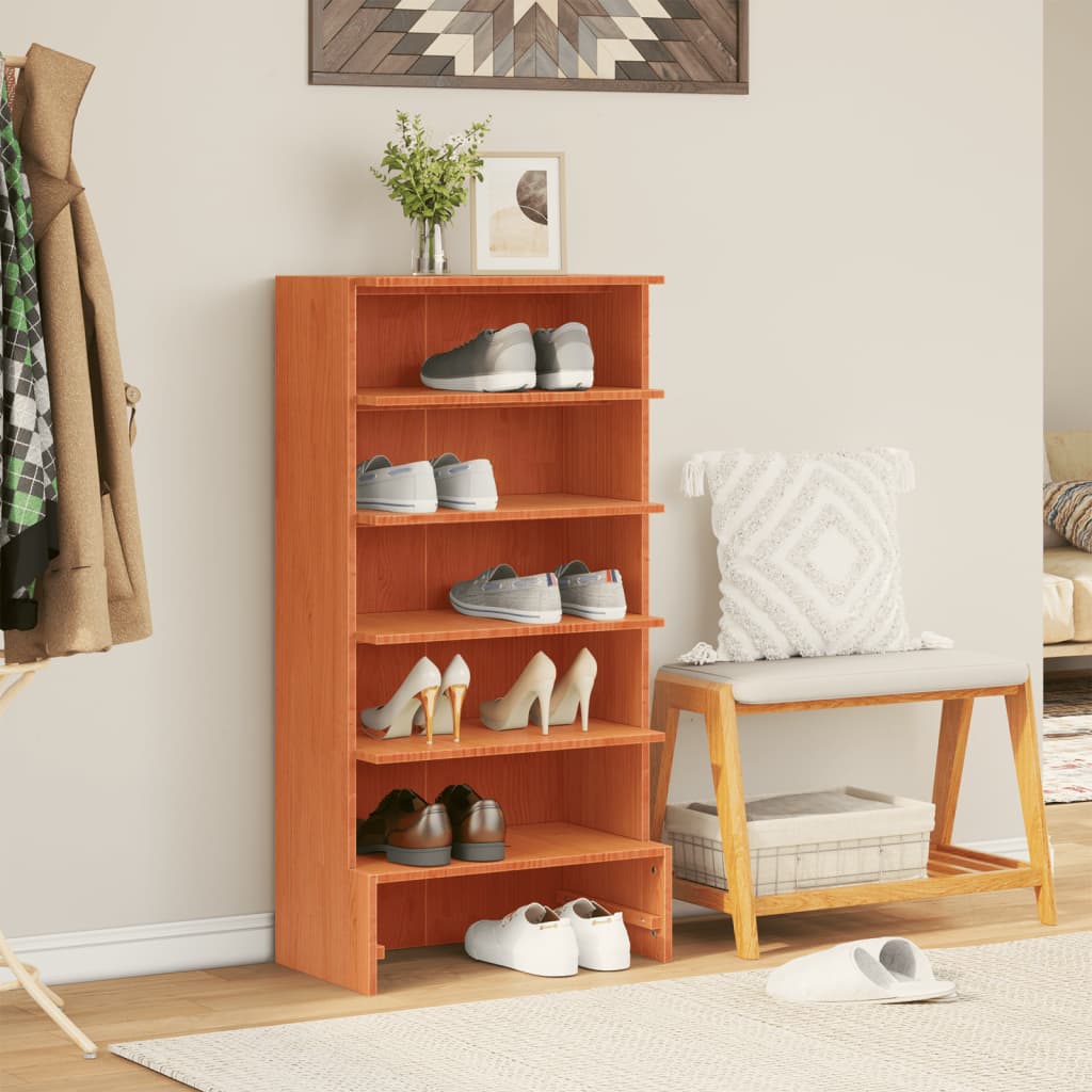 Shoe Cabinet Wax 52X30X104 Cm Solid Wood Pine