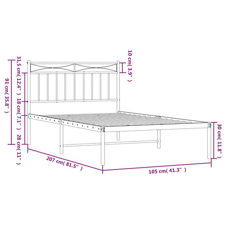 Metal Bed Frame Without Mattress 100X200Cm