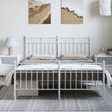 Metal Bed Frame without Mattress with Footboard White 150x200cm