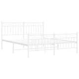 Metal Bed Frame without Mattress with Footboard White 150x200cm