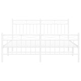 Metal Bed Frame without Mattress with Footboard White 150x200cm