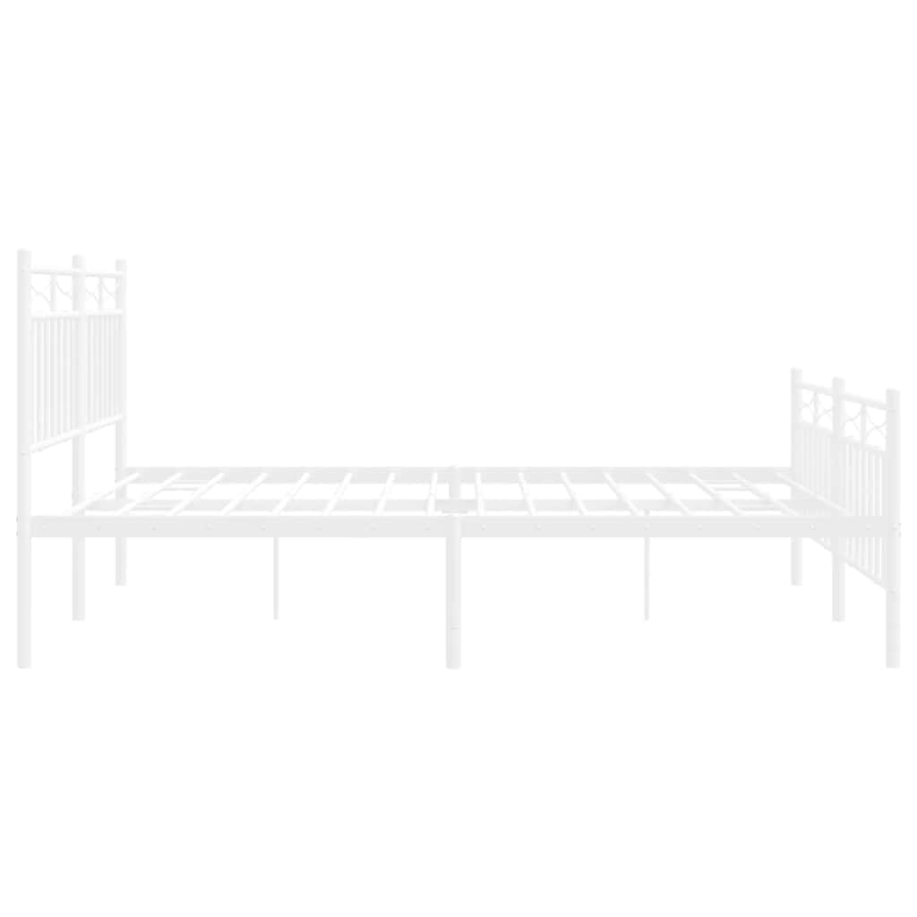 Metal Bed Frame without Mattress with Footboard White 150x200cm