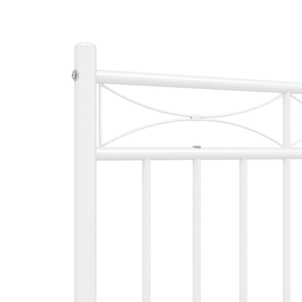 Metal Bed Frame without Mattress with Footboard White 150x200cm