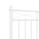 Metal Bed Frame without Mattress with Footboard White 150x200cm