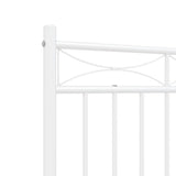Metal Bed Frame without Mattress with Footboard White 150x200cm