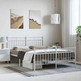Metal Bed Frame without Mattress with Footboard White 150x200cm