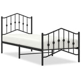 Metal Bed Frame without Mattress with Footboard Black 90x190cm