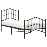 Metal Bed Frame without Mattress with Footboard Black 90x190cm