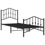 Metal Bed Frame without Mattress with Footboard Black 90x190cm
