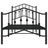 Metal Bed Frame without Mattress with Footboard Black 90x190cm