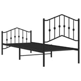 Metal Bed Frame without Mattress with Footboard Black 90x190cm