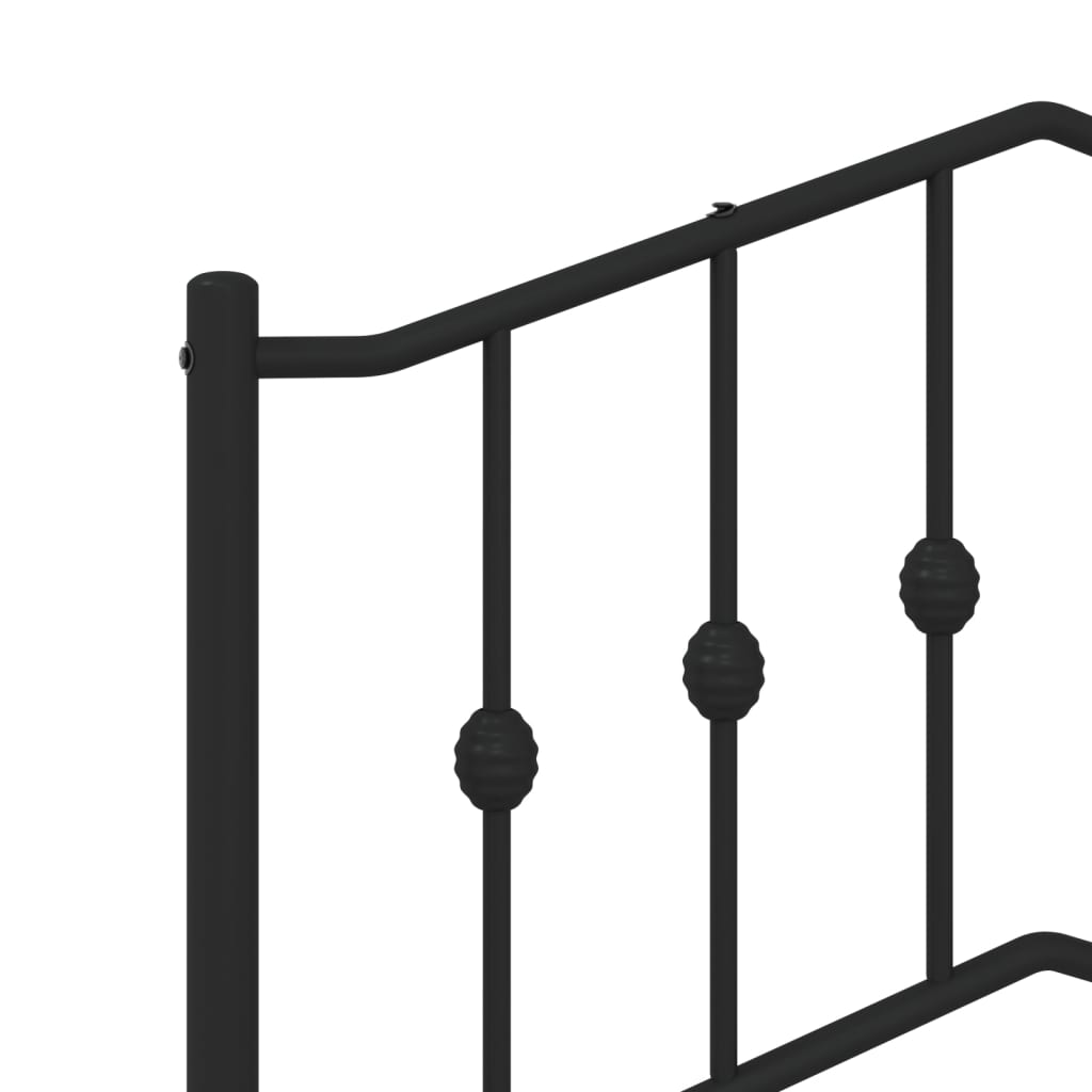 Metal Bed Frame without Mattress with Footboard Black 90x190cm