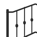Metal Bed Frame without Mattress with Footboard Black 90x190cm