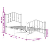 Metal Bed Frame without Mattress with Footboard Black 90x190cm