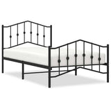 Metal Bed Frame without Mattress with Footboard Black 100x190cm