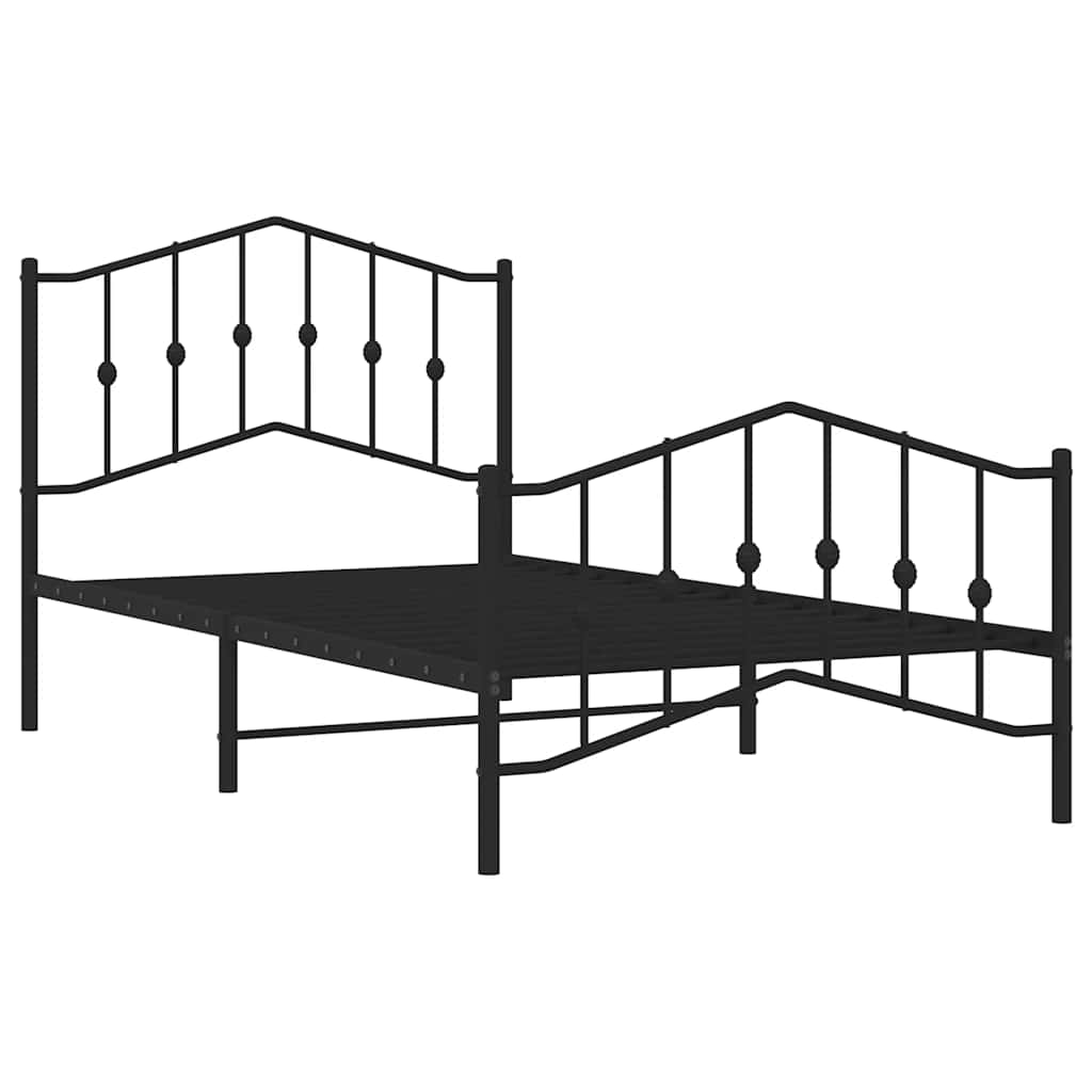 Metal Bed Frame without Mattress with Footboard Black 100x190cm