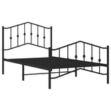 Metal Bed Frame without Mattress with Footboard Black 100x190cm