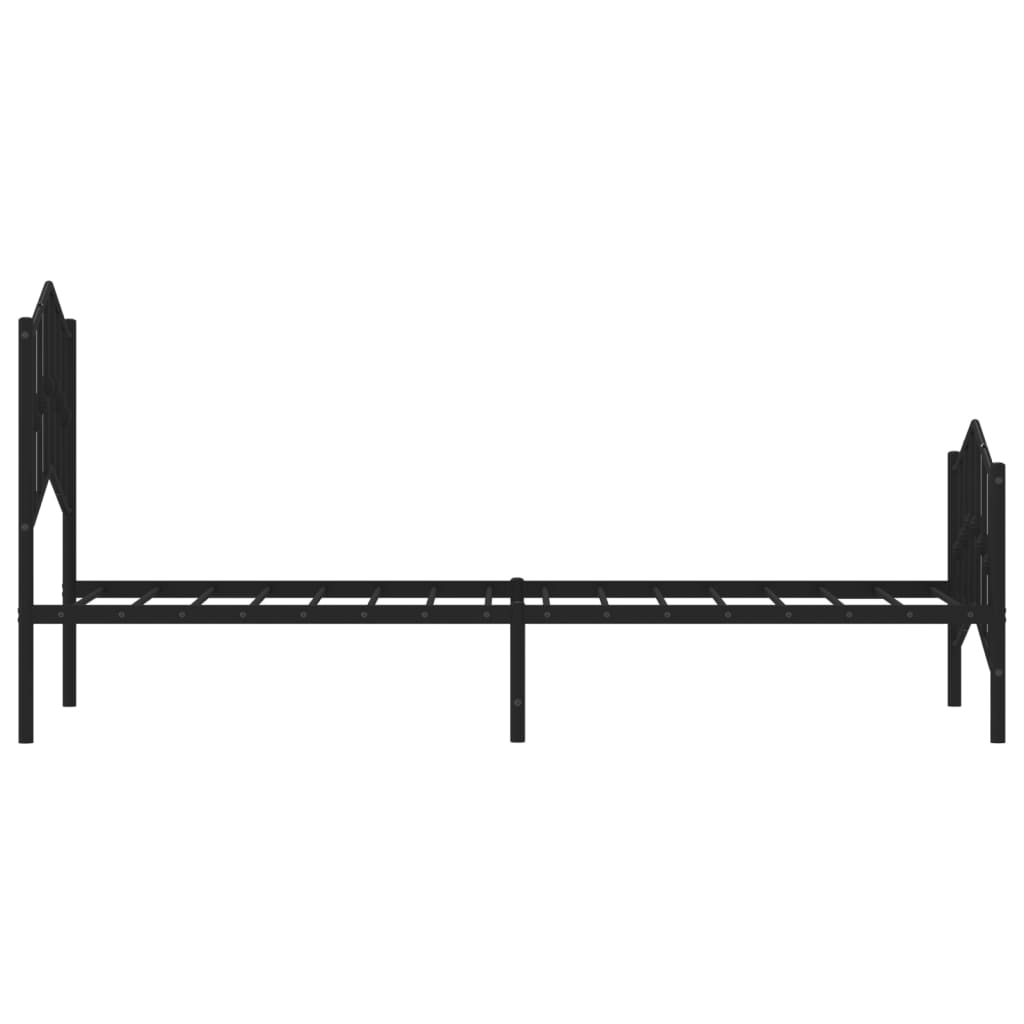 Metal Bed Frame without Mattress with Footboard Black 100x190cm