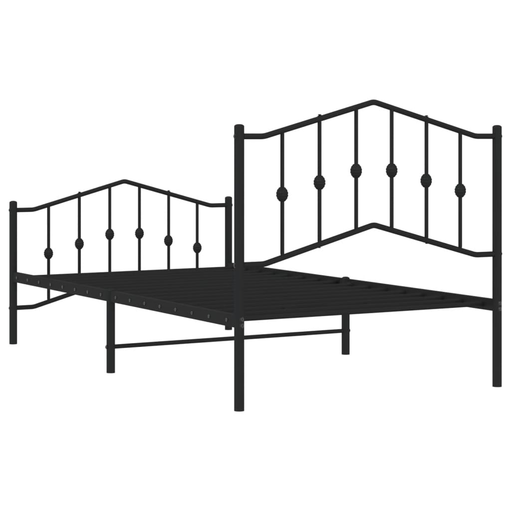 Metal Bed Frame without Mattress with Footboard Black 100x190cm